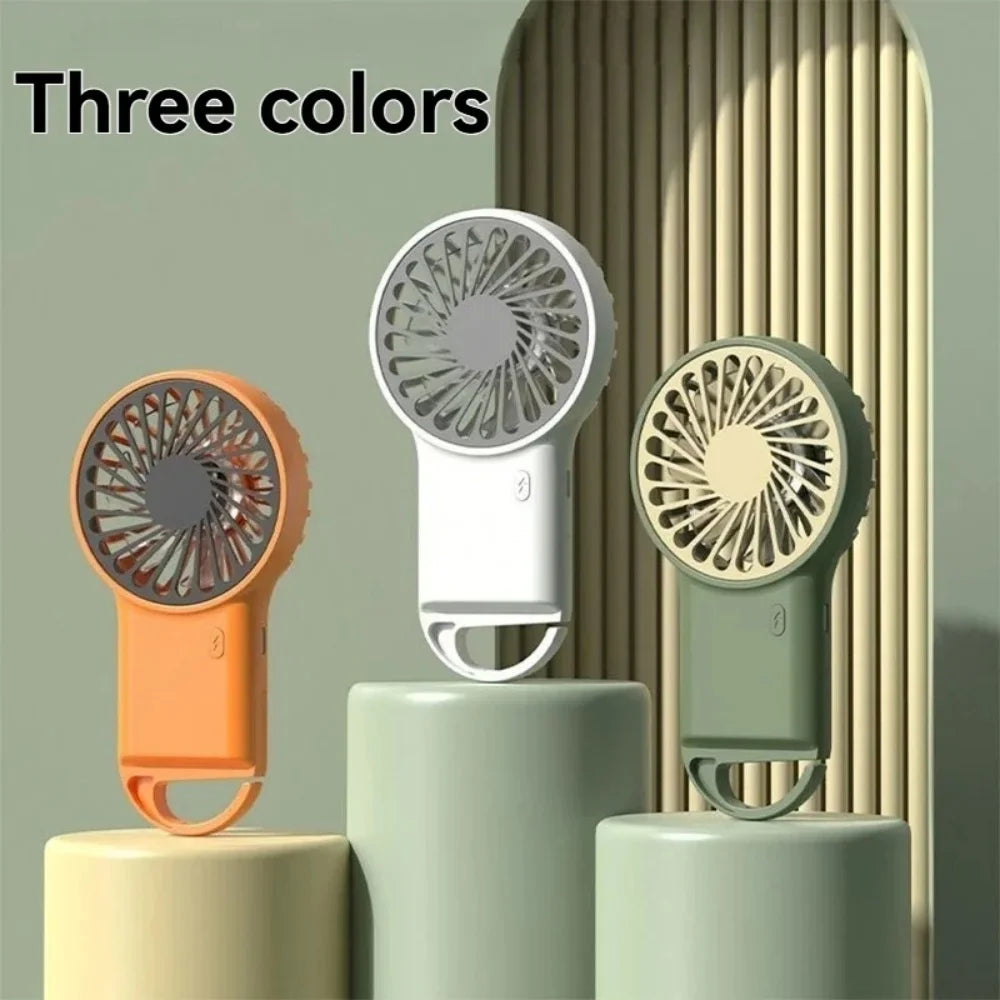 New Handheld Desktop USB Rechargeable Mini Fan Cartoon Design USB Rechargeable with Hook for Mountaineering Outdoor Home Office Qme
