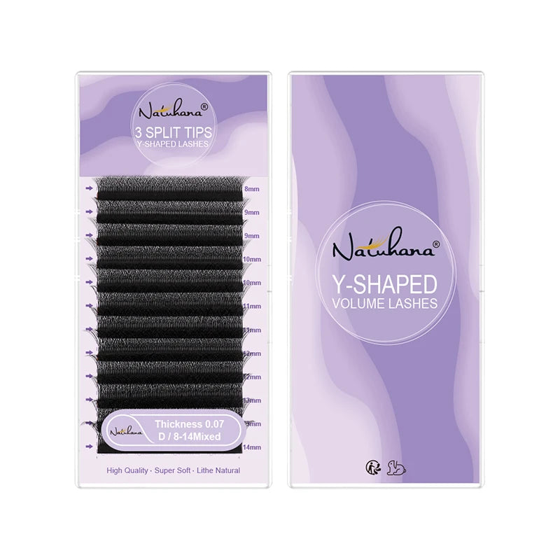 NATUHANA YY Eyelash Extensions 2D Y-shaped 3 Split Tips Lashes Qme