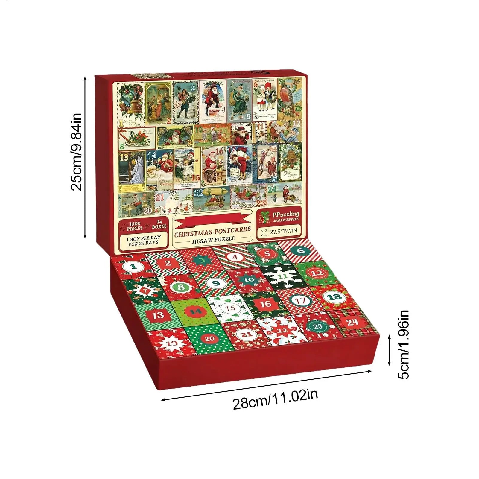 Christmas Advent Toy 2025 Wall Decor Puzzles 24 Days Jigsaw Countdown Qme