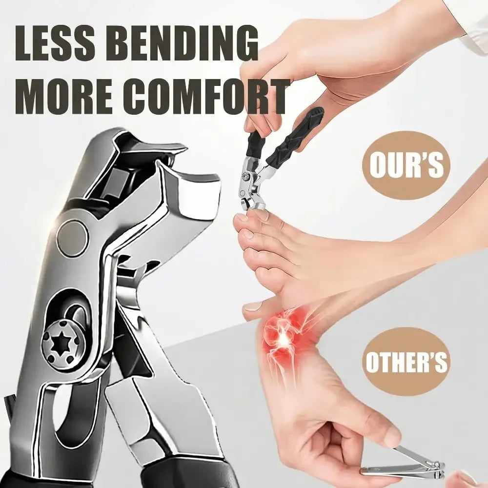 Ergonomic Nail Clippers Seniors Anti-splash Debris Catcher Thick Hard Qme