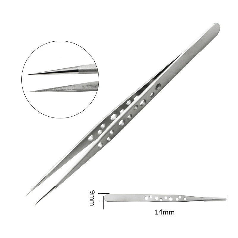 Precision Industrial Tweezers Anti-static Magnetic Stainless Steel Qme