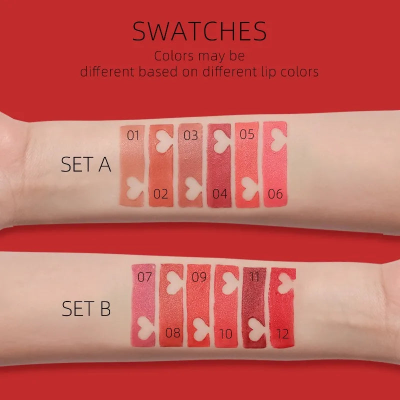 6 Pcs Velvet Matte Lipstick Set, Cotton Soft Silky Smooth Non Drying Lipstick, Long Lasting Waterproof Lip Makeup Gift Box Qme