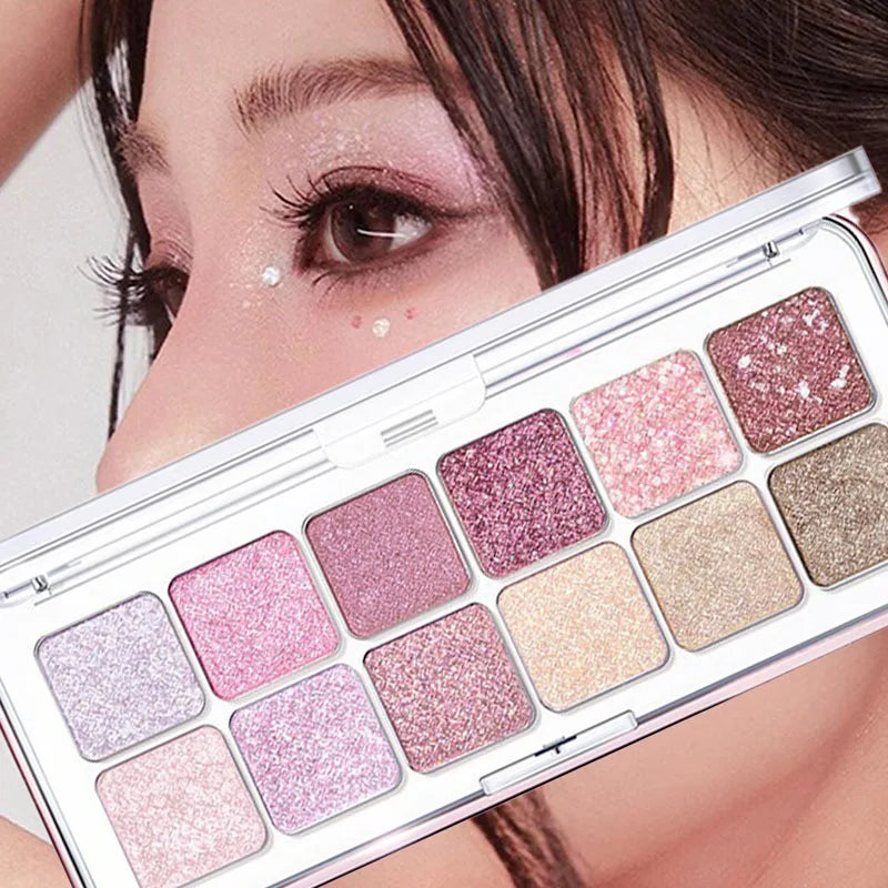 Diamond Sequins Eyeshadow Palette Peach Kumquat Eye Shadow Glitter Pearl Shimmer Shining Kids Makeup Eyeshadow Palette Cosmetics Qme