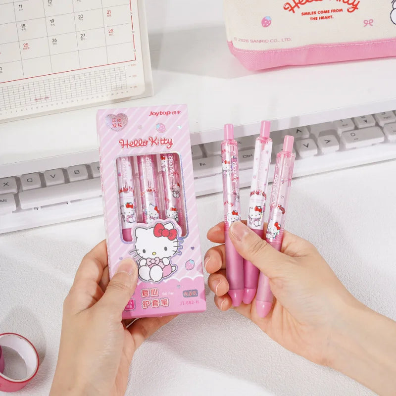 Hello Kitty Push-Button Ballpoint Pen Student ST: Easy to Write With Quick-Drying Black Ballpoint Pen Qme