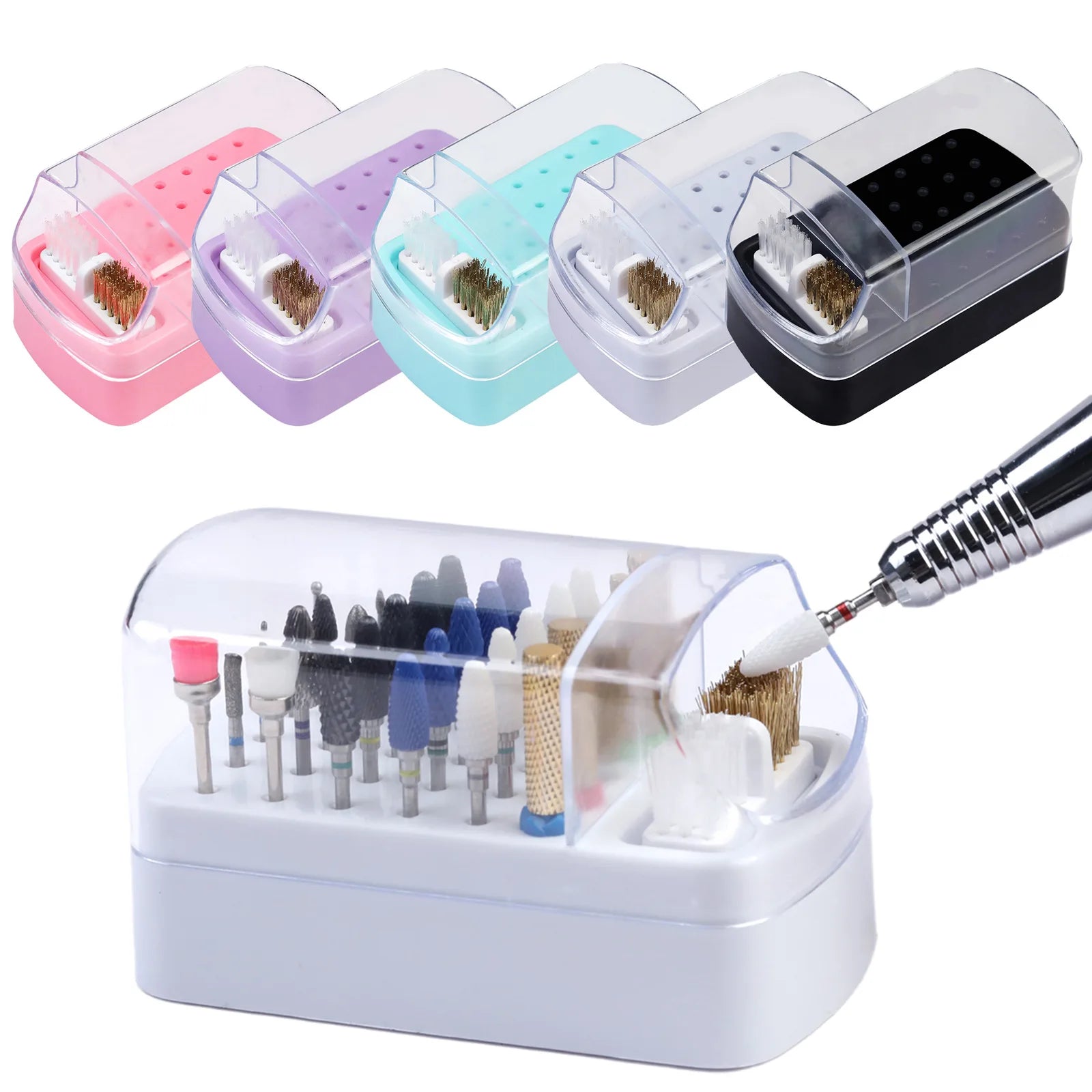 30 Holes Nail Polish Head Organizer Acrylic Portable Organizer Transparent Dustproof Cleaning Organizer Professional Nail Tools Qme