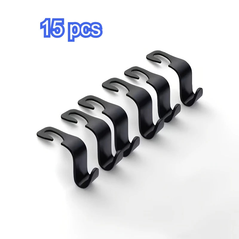 Car Seat Back Headrest Hooks Universal Auto Storage Hanger For Handbags Grocery Bags Purse Water Bottle Car Interior Accessories Qme 15pcs