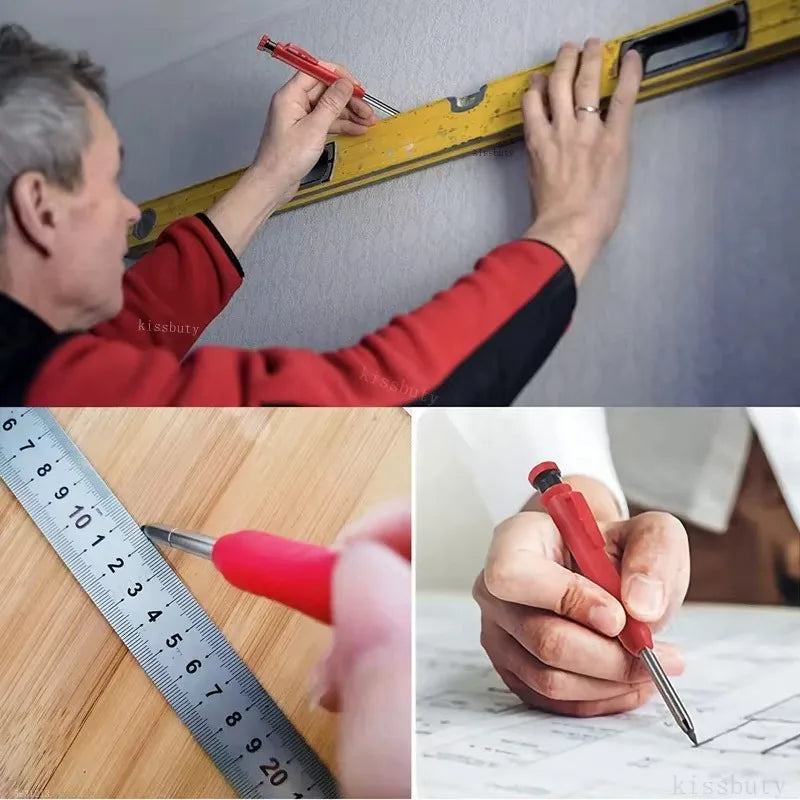 Carpenter Mechanical Pencil 2.8mm with Sharpener & Refills,for Woodworking Construction Long Head Carpenter Pencil Stationery Qme