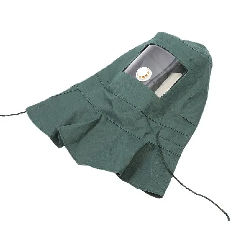 Industrial Labor Work Protection Canvas Sand Blasting Hood Anti Wind Anti Impact Mild Blasting Polishing Protective Helmet Qme