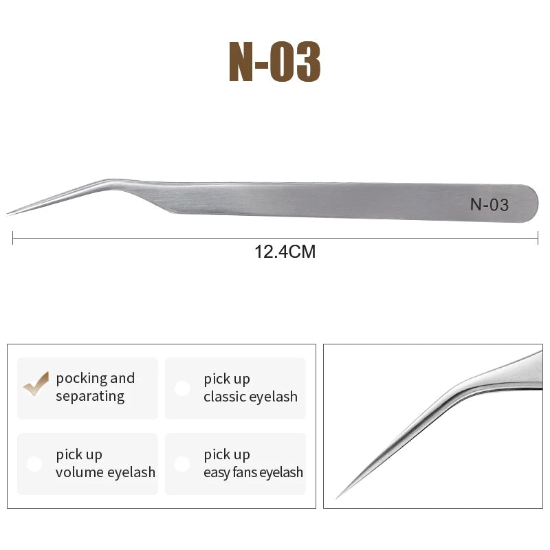 NATUHANA Anti-static Straight Eyelash Extension Tweezers Industrial Qme N-03
