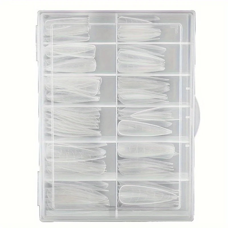 120pcs of Nail Art Nail Tips in a Box, Crystal Extension Nail Mold with Scale, Paper-Free Model, Extension Glue Nail Mold Qme