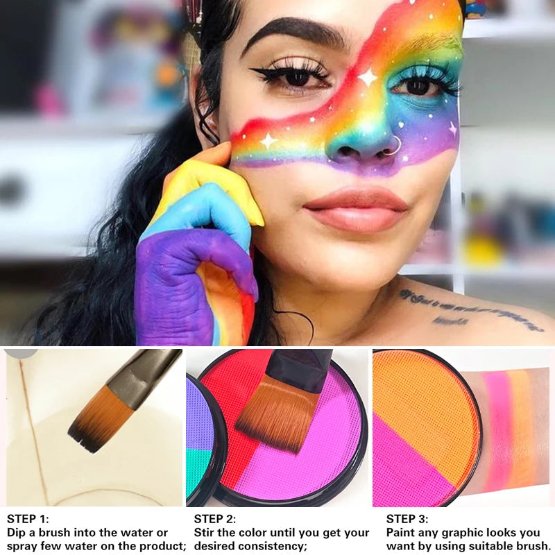 Multicolor Watercolor Face Paint Dual-tone Easy Wash Water-based Body Qme