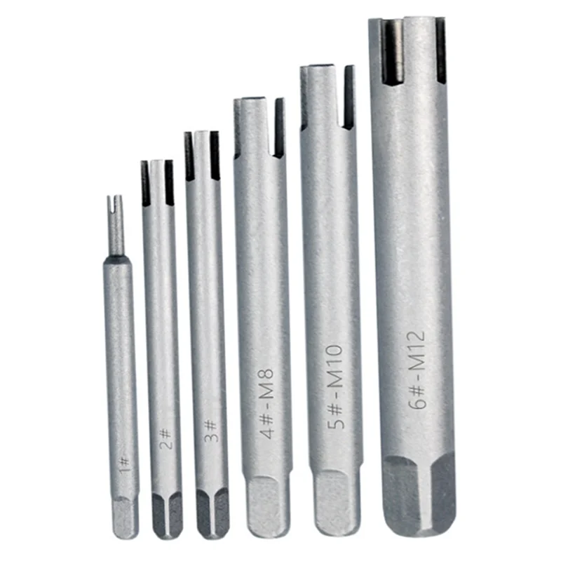 A02F-M4-M12 Broken Screw Tap Extractor Screw Stripping And Removal Hand Tool 6 Pieces Broken Head Extractor Hand Tool Qme