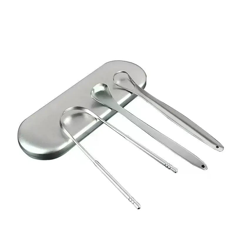 Stainless Steel Tongue Scraper Reusable Metal Cleaner Oral Hygiene Qme