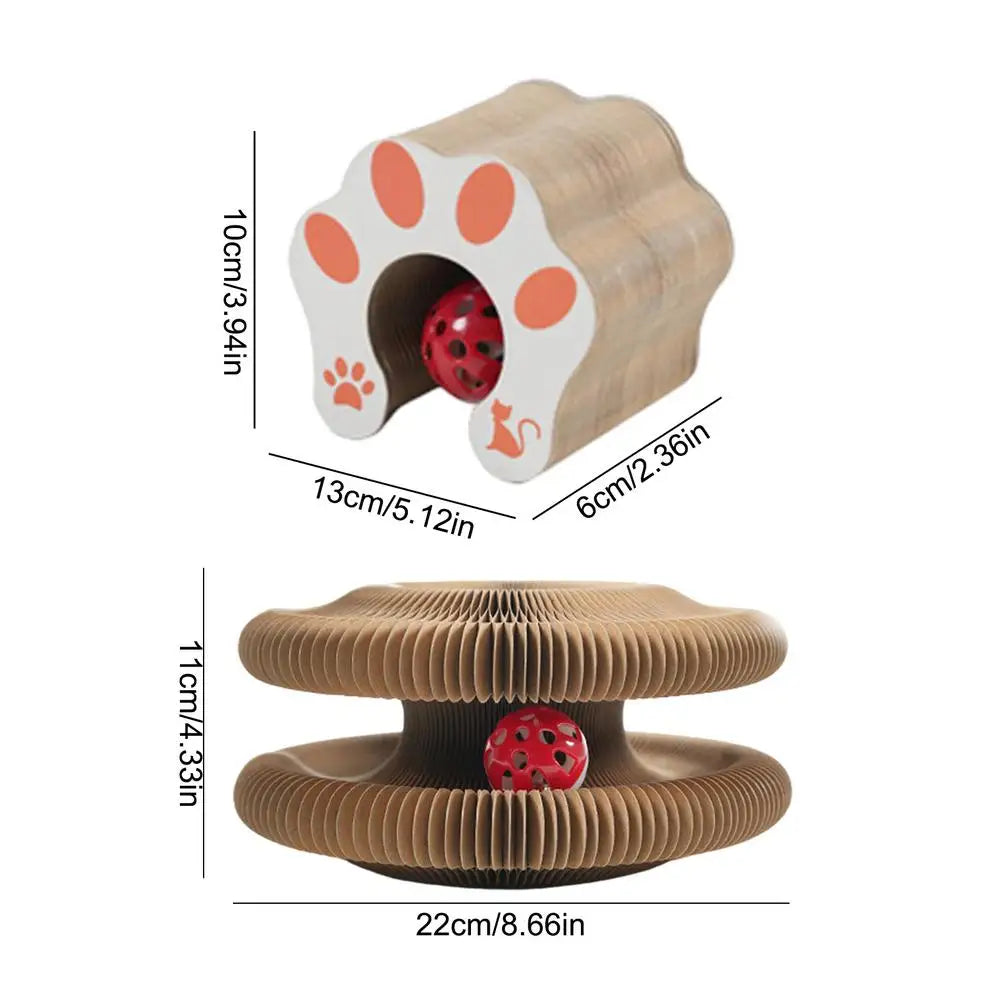 Cardboard Cat Scratcher Foldable Cat Ball Track Toy Pet Games for Hunting Simulation Mental Stimulation Exercise Training Indoor Qme as shown