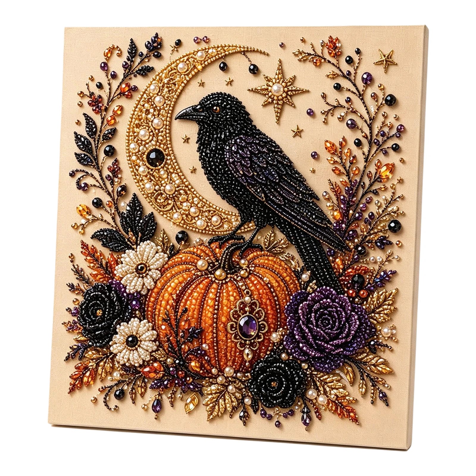 DIY Halloween Framed Diamond Art Pearl Painting Kit 7.87x7.87inch Pearl Diamond Dots Gem Art Craft Pearl Diamond Dots Painting Qme D