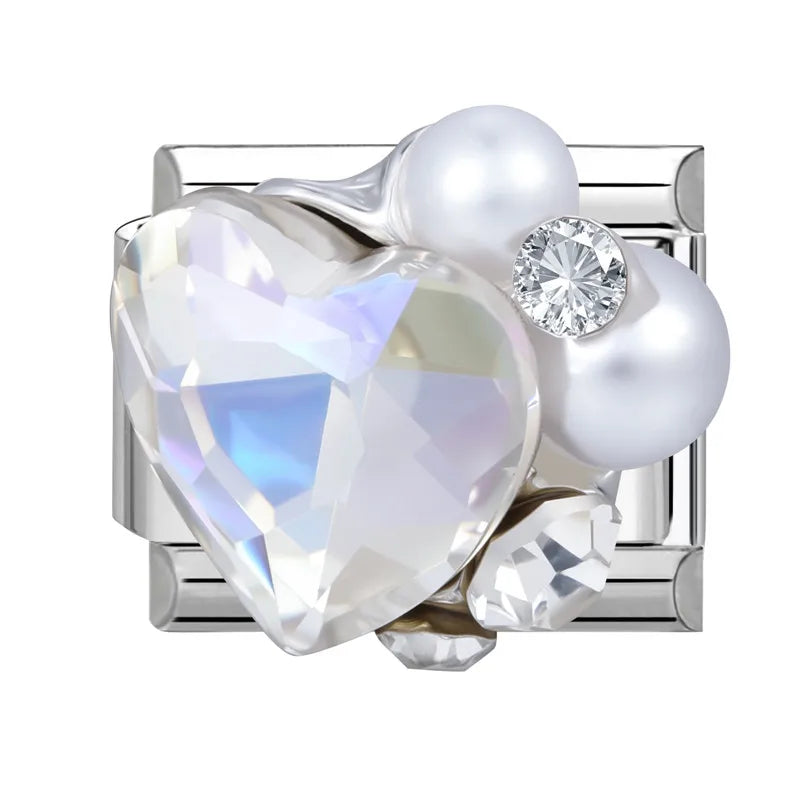 2026 Women Fashion Romantic Blue Heart Love Stars Square Shiny Zircon Italian Charms Fit 9mm Stainless Steel Bracelet Jewelry Qme Style 16