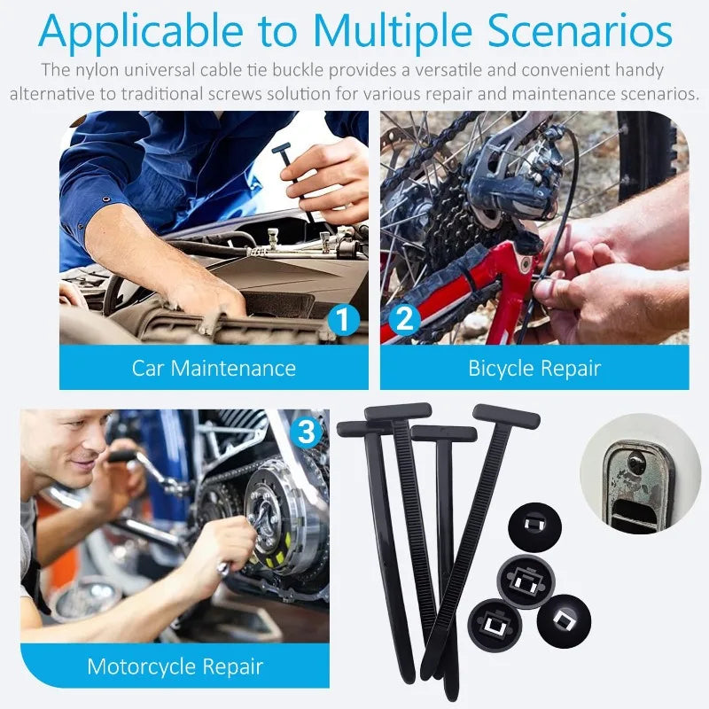 Cable Ties Buckle Nylon Auto Fastener Screw Replaceable Car Fenders Trunk Engine Guard Panel Wire Clips Management Tool Qme