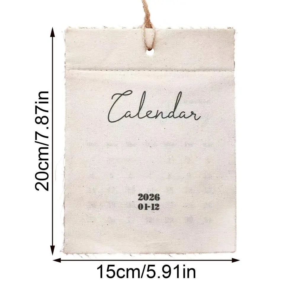 2026 Calendar Wall 12-Month Textile Planner Planning Hangable Calendar for Home Living Room Bedroom Study Homeowners School Qme white