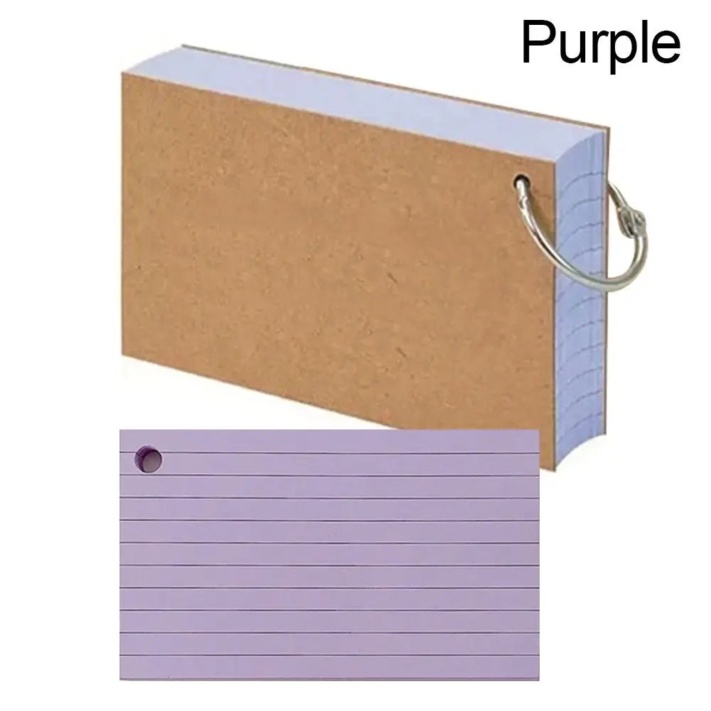 50PCS Binder Horizontal Line Memo Book Loose-Leaf Index Cards Flash Cards Small Revision Cards for Study Office Note Pads Qme Purple