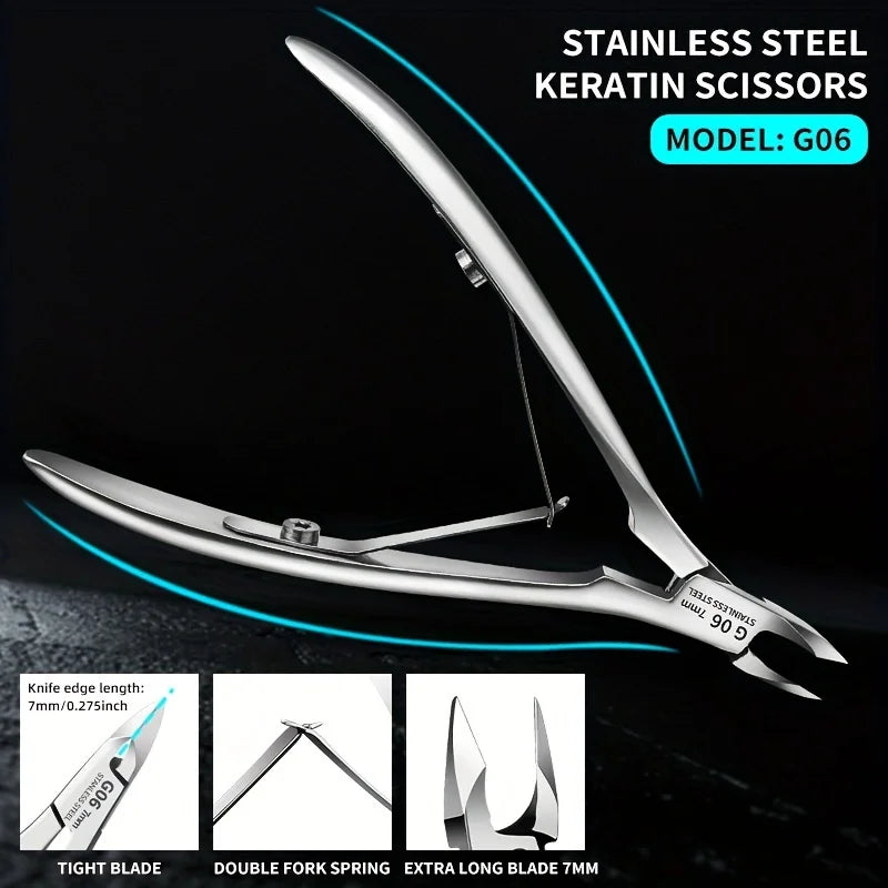 Professional Stainless Steel Cuticle Trimmer Sharp Blade Dual Spring Qme