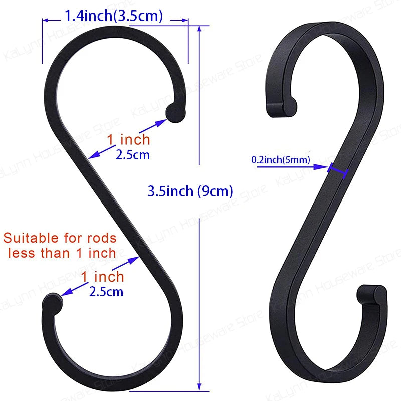 S Hooks Metal Shape Heavy Duty Aluminum Coated Flat Hangers Hanging Qme