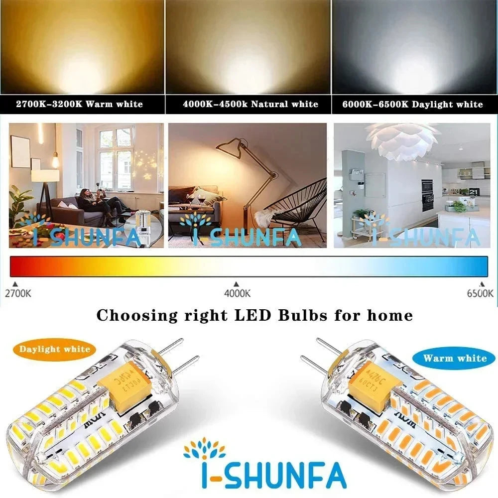 G4 LED Light Bulbs Warm/Cold White 2700K-6000K 3W Equivalent to 30W Non-Dimmable T3 Halogen Track Bi-Pin Base 12V Lamp 10Pack Qme