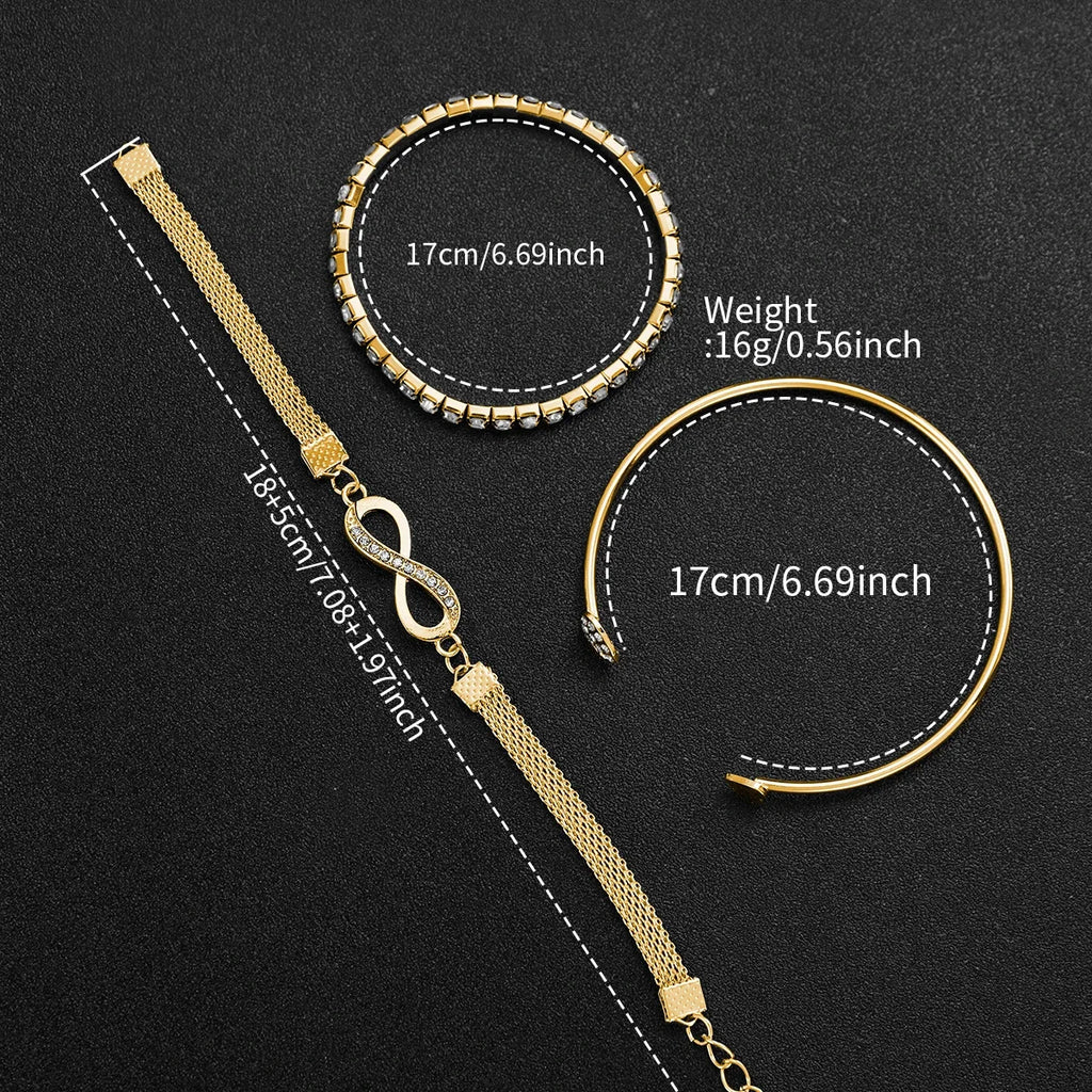 4 Pcs Women's Watches Fashion Small Dial Ladies Quartz Watch Gold Band Steel Wrist Watches Bracelets Set Watch Mujer Qme