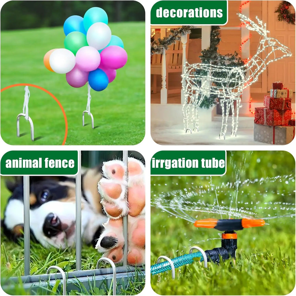 U-type Garden Staples Heavy-duty Landscaping Fence Tubing Stakes Sod Pins Galvanized Garden Stakes For Holding Lawns Ground Nail Qme