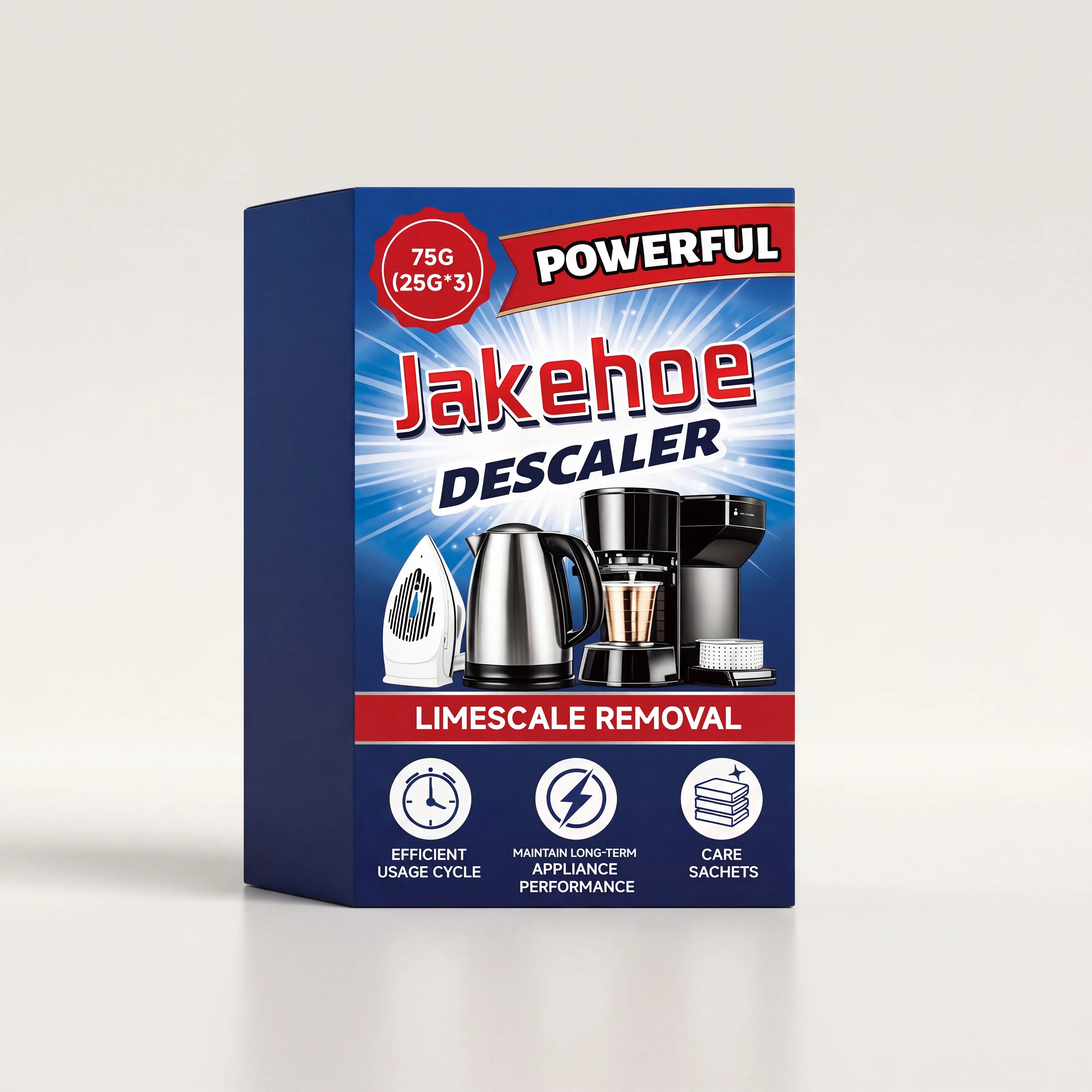 JAKEHOE Multi-purpose Descaler Remove Hard Water Deposits Clean Parts Maintain Appliance Performance Powerful Limescale Remover Qme 3 X 25G Boxed