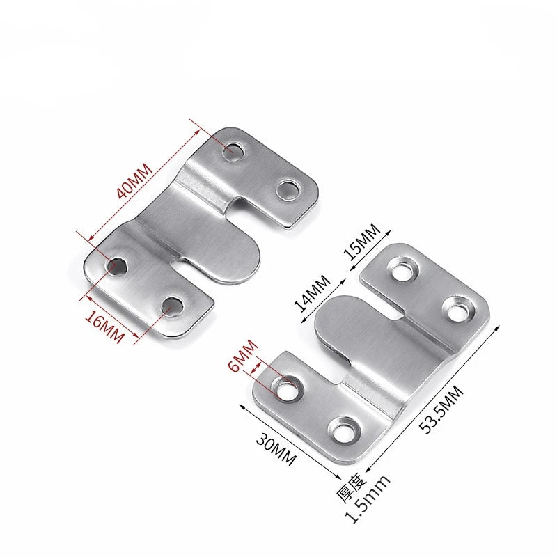 10Pcs Stainless Steel Flush Mount Bracket Interlock Hanging Buckle Picture Frame Mirror Frame Wall Hooks Home Accessories Qme 10pcs L