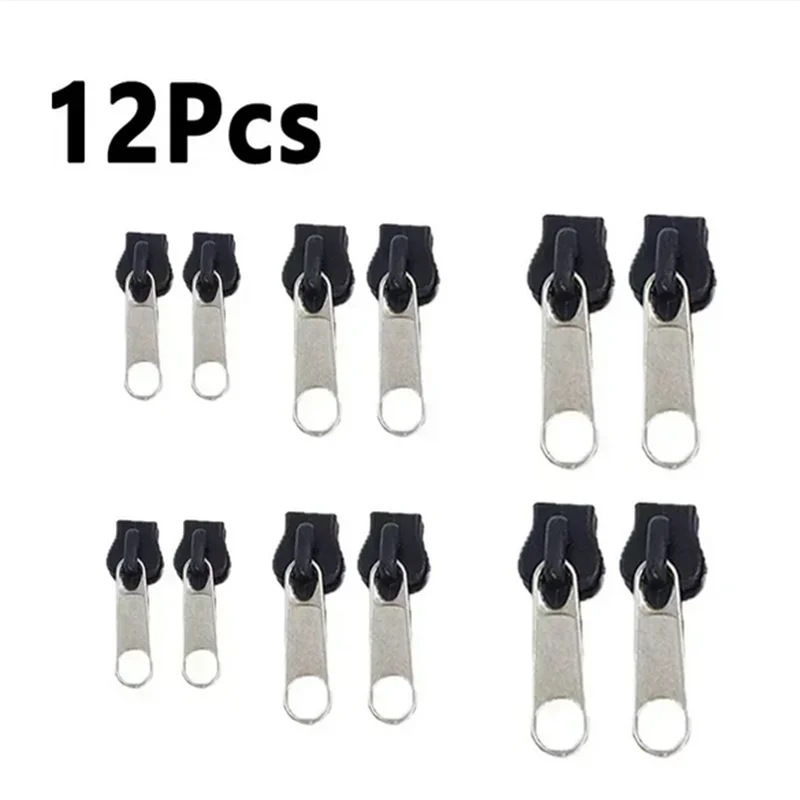 24pcs Black Instant Zipper Universal Instant Fix Zipper Repair Kit Replacement Zip Slider Teeth Rescue New Design for DIY Sewing Qme 12pcs semi black