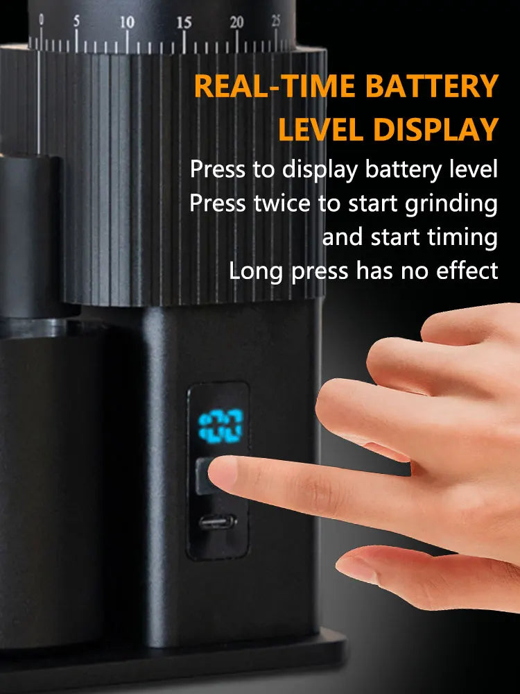 Portable Electric Coffee Grinder Full Aluminum Body USB Rechargeable Qme