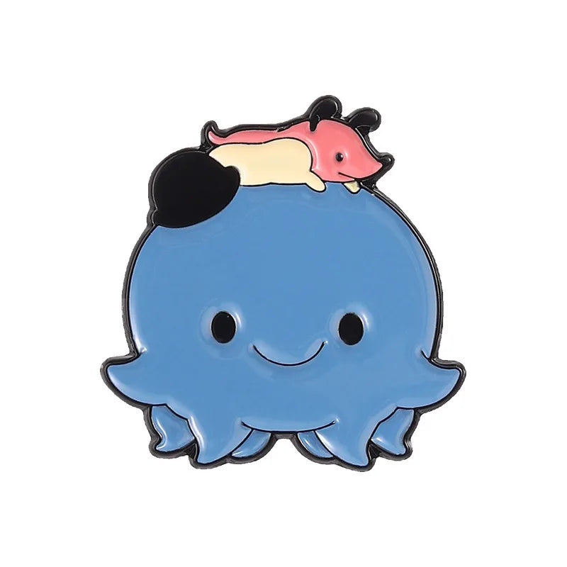 Exquisite Cute Blue Little Monster Enamel Lapel Pin Cartoon Badge For Backpack Hat Clothes Decor Birthday Holiday Surprise Gifts Qme blue