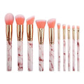 Marble Makeup Brushes Premium Synthetic Kabuki Foundation Blending Qme pink 10pcs