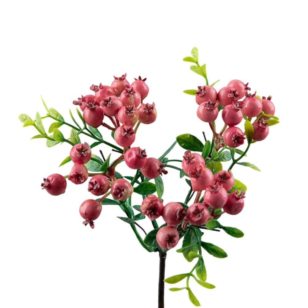1 Pc Artificial Pomegranate Long Branch Vibrant Artificial Berry Flowers Weddings, Parties Home Decor Qme Pink