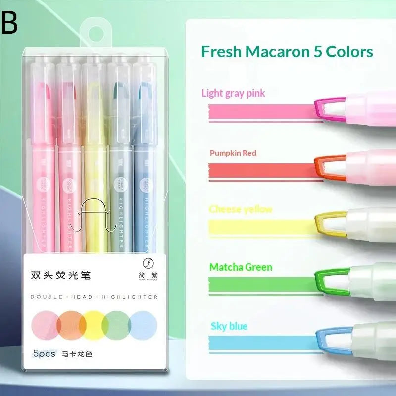 Clear View Highlighter Pens Double Head Soft Light Colors Visible Tip Qme B