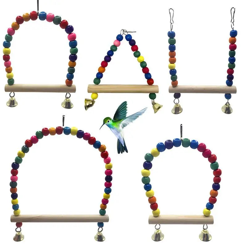 Bird Climbing Toys Cage Accessories Colorful Pet Swing Cloud Ladder Qme