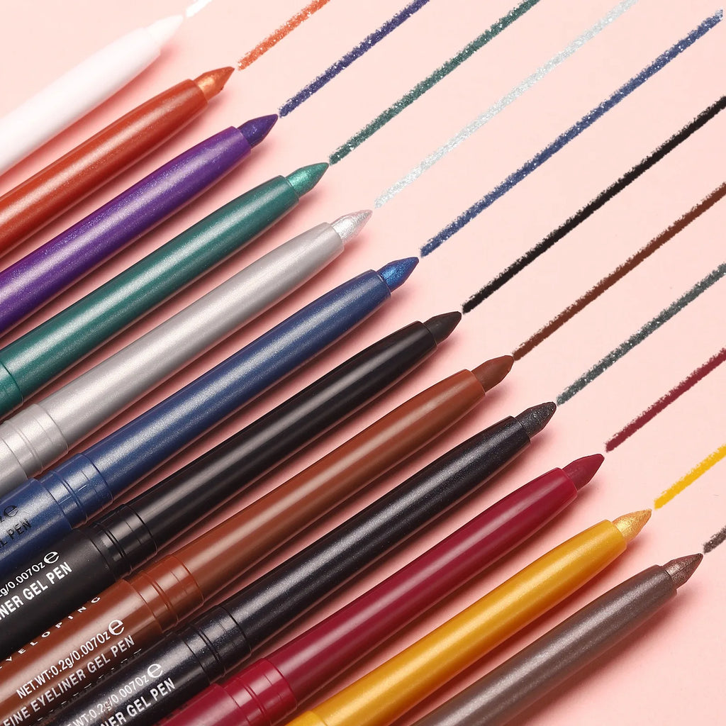 Matte Glitter Gel Eyeliner Pencil Smooth Waterproof Blue Brown Eyeliner Fast Dry Matte Concealer Pen Long Lasting Eyes Makeup Qme