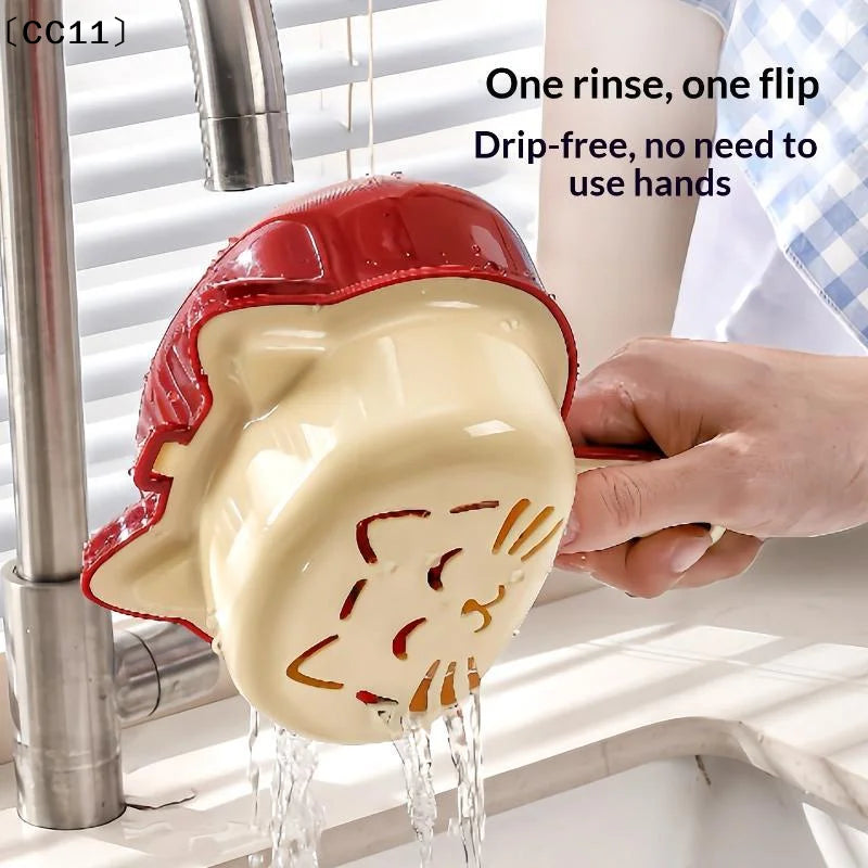 2-IN-1 Vegetable Cleaning Drainage Basket Fruit Water Filter Net Qme