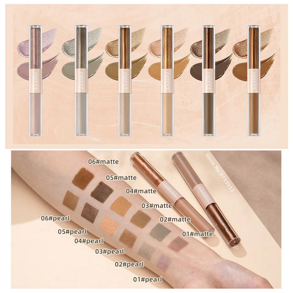 2 In 1 Stick Pearly Matte Eyeshadow Cream Smooth Nude Eye Makeup Liquid Contour Shadow Stick Waterproof Shimmer High Light Pen Qme