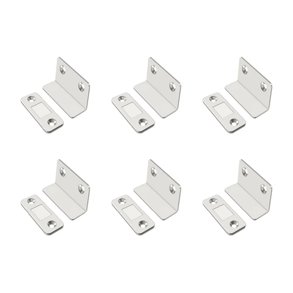 10-1PCS L-shaped Magnetic Door Closer Self-adhesive Invisible Cabinet Door Suction Wardrobe Magnetic Strip Patch Door Stopper Qme Silvery 6pcs