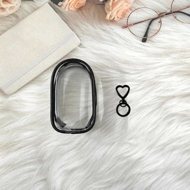 Suitable for 10cm stretch cloth and plush toy protective cover, with transparent strap hanging PVC display bag Qme black