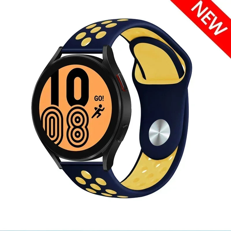 20mm 22mm Watch Strap for Samsung Galaxy Watch 6 5 4 3 Classic 47mm 43mm Pro 45mm 40mm 44mm Silicon Bracelet Huawei GT/3/2 Band Qme Dark Blue Yellow 20MM Watch Band