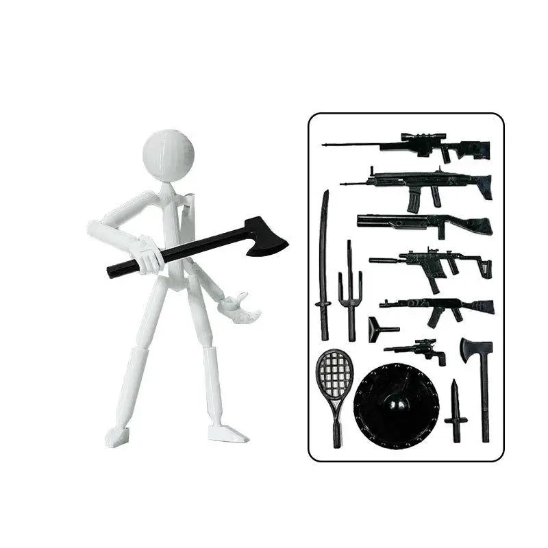 Multi-jointed Multi Joint Stickman Toy Movable 3D Printing Printed Qme White