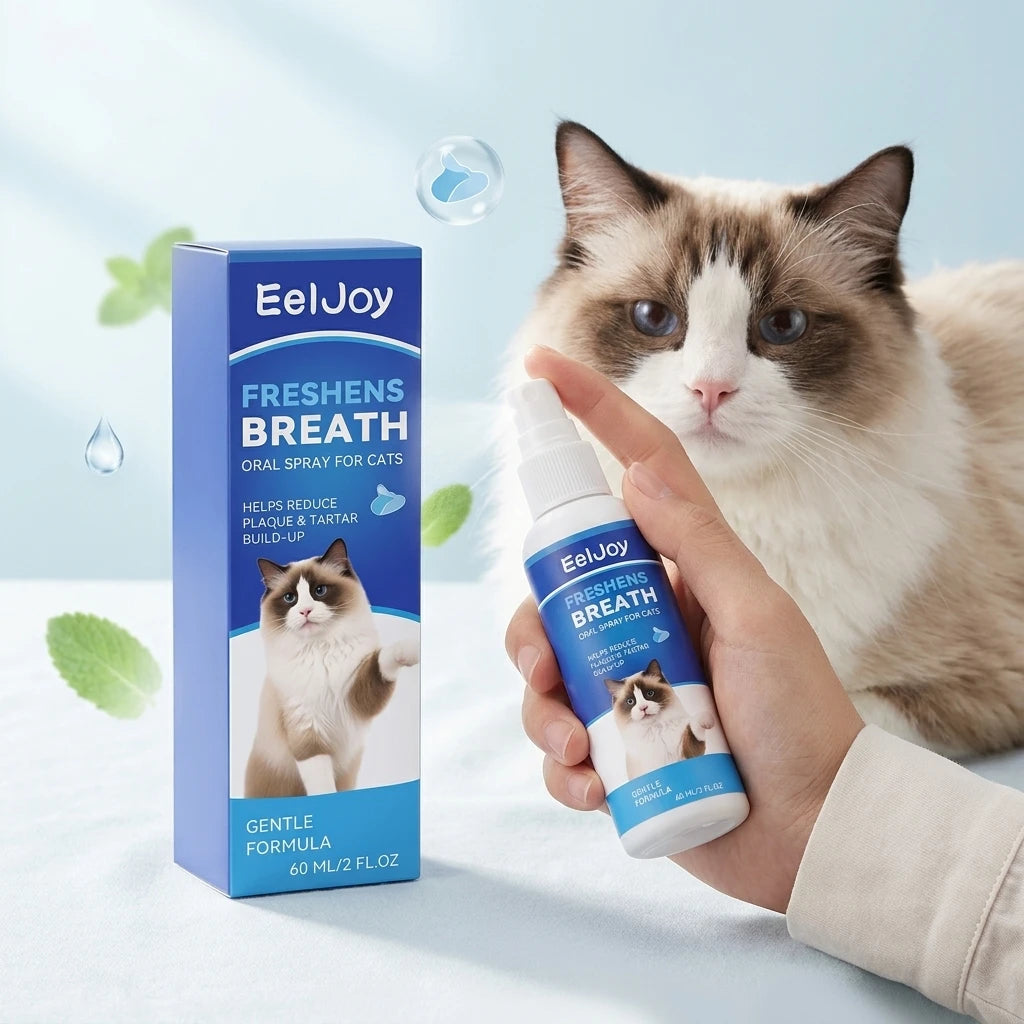 Cat Oral Care Spray Remove Plaque Reduce Tartar Build‑up Eliminate Bad Breath Easy‑to‑use Gentle Formula Mouth Cleaning Solution Qme