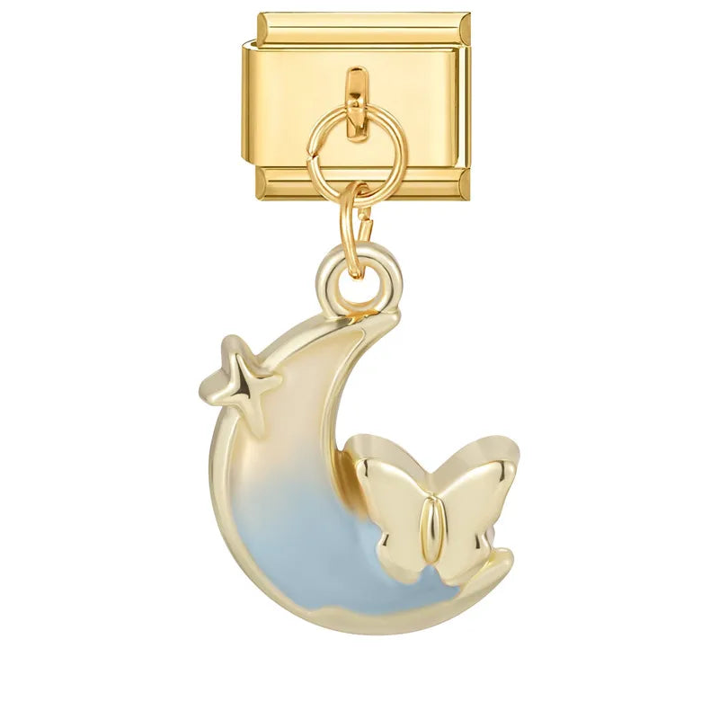 1PC Charm Cute Cartoon Pearl Dogs Horse Pendant Italian Charm Link Fit 9mm Bracelet Stainless Steel DIY Jewelry Making Wholesale Qme Style 30