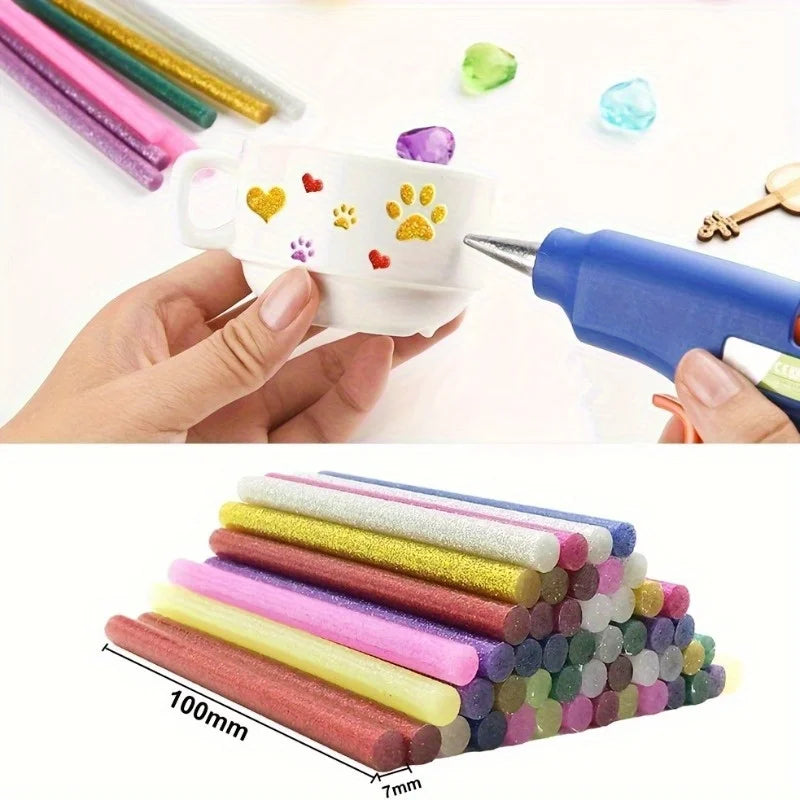 50pcs Hot Glue Sticks 7mm X 100mm For 20W-30W Mini Hot Melt Glue Gun Qme