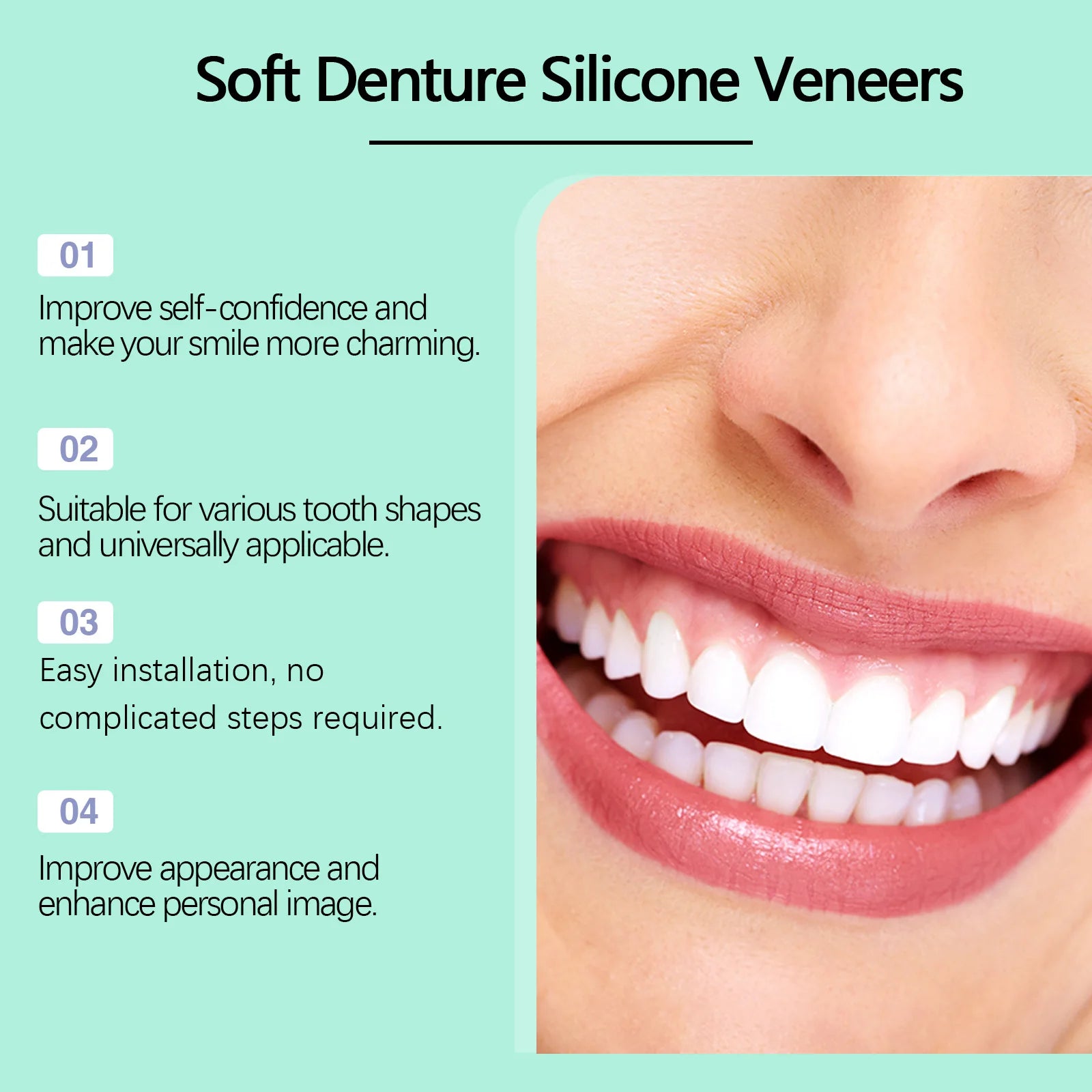 Silicone Dentures False Teeth Full Set Easy Wear Comfortable Anti Friction Protect Mouth Prevent Falling Soft Denture Reline Kit Qme