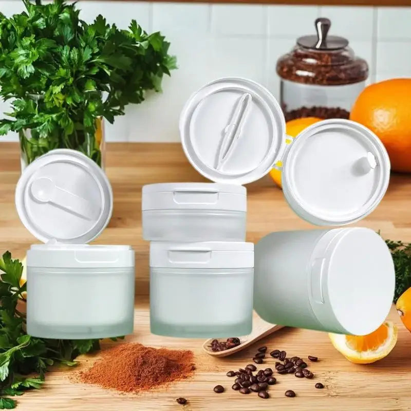 Lotion Cosmetic Cotton Makeup Jar 50 Flip Cover Spoon Tweezers Qme