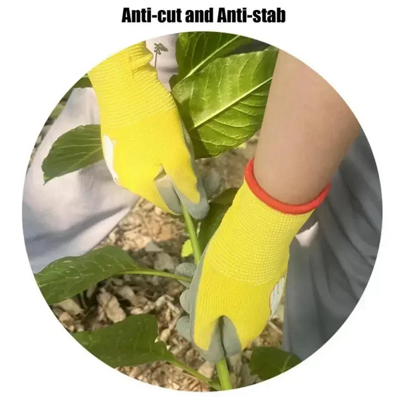 3Pairs Kids Beach Glove Anti-Pinch Crab Catching Garden Waterproof Non-Slip Wear-Resistant Latex Work Glove Qme